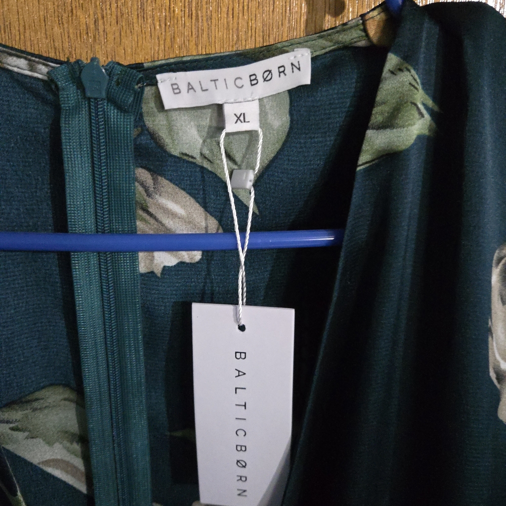 Baltic Born Teal Floral Satin Dress - Picture 4 of 6